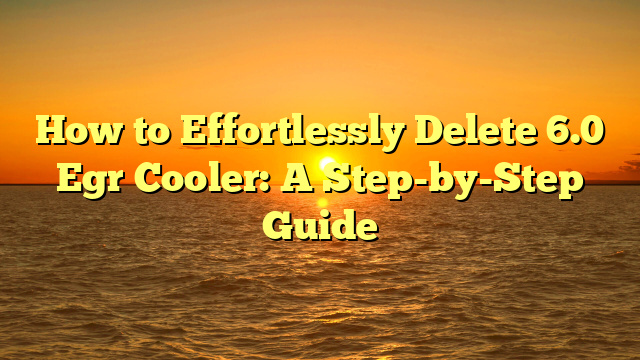 How to Effortlessly Delete 6.0 Egr Cooler: A Step-by-Step Guide
